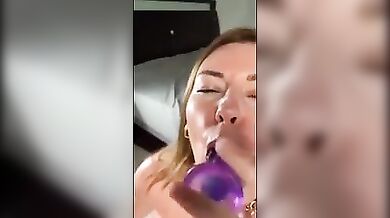 Sloppy blowjob with fake cum