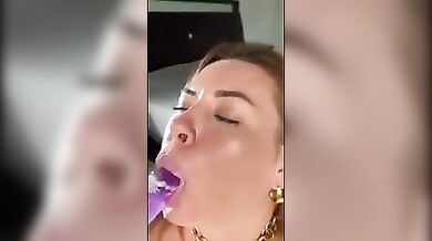 Sloppy blowjob with fake cum
