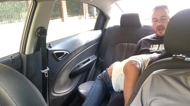 I give my boyfriend a wonderful blowjob in the back seat of the Uber