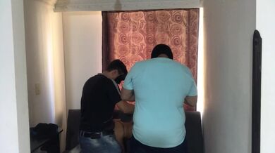 My boyfriend fucks me foursome while I eat his stepbrother's cock at the costume party