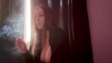 Italian Big Tits Long Hair Milf Artemisia Love Hot Solo Big tits play Cigarette Smoking Sesh