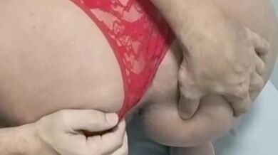 Cuckold husband loves to show his wife's pussy, tits and ass hole