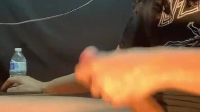 HUGE CUM SHOT in my Led Zeppelin tee BBC LATINO DICK COCK CUM CUM SPRAY cumshot