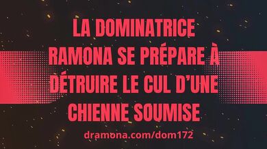Dominatrice Ramona se prépare à détruire le cul de son homme soumis
