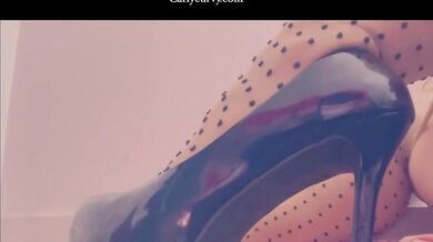 Side view of heels with nylons and more!