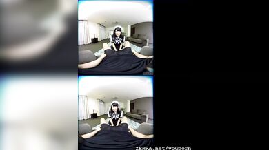 ZENRA VR Japanese AV star Azuki maid handjob fantasy