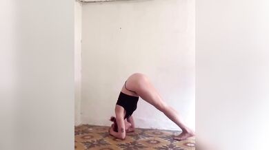 Strip tease photo shoot and yoga practice!