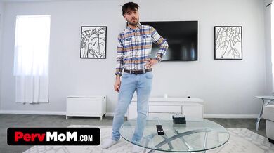 Step Mother Is Lying In Bed With A Night Mask When Stepson Comes In And Starts Rubbing Her Boobs