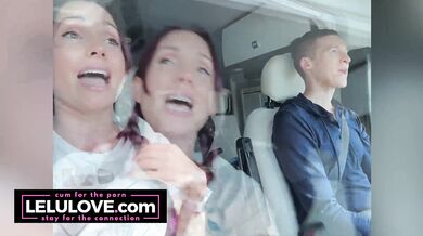 Babe in pigtail braids chatting behind porn scenes in car on her way to live stage performance nervous excited - Lelu Love