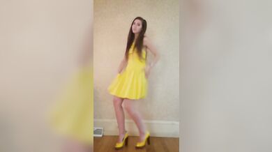 Dance & Strip from yellow dress and heels to Bad Idea by Ariana Grande