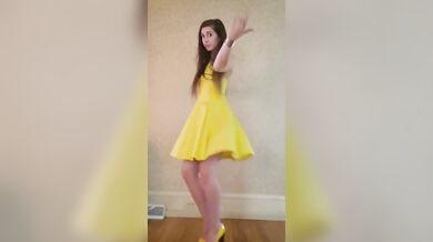 Dance & Strip from yellow dress and heels to Bad Idea by Ariana Grande
