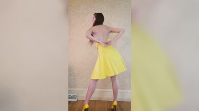 Dance & Strip from yellow dress and heels to Bad Idea by Ariana Grande