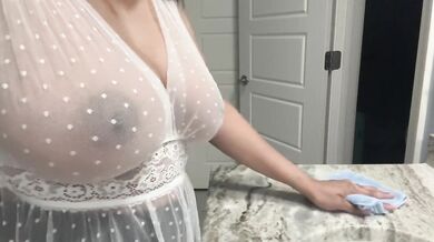 BTS: OF Housewife Tries to Scrub Counters