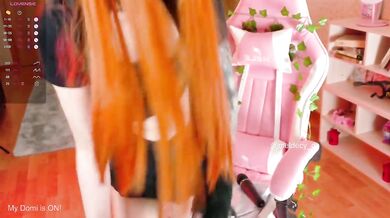 Furry vixen girl rubs her tail and spoils herself with a coloured dildo