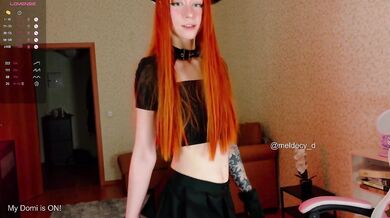 Furry vixen girl rubs her tail and spoils herself with a coloured dildo