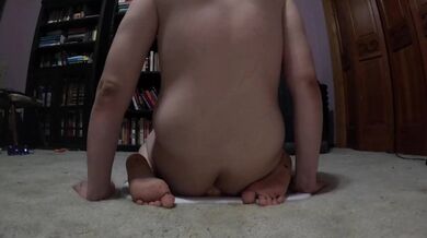 Chubby boy is curious what bouncing on dildo feels like!