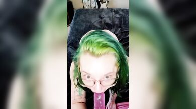 Sexy goth girl rides dildo