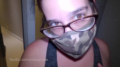 Nerdy Slut give BJ on Hotel Balcony during Coronavirus