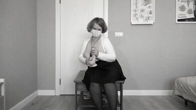 Mature busty teacher fucks her holes to orgasm.