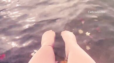 Beautiful water and feet in nylons view in the Autumn!