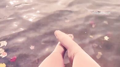 Beautiful water and feet in nylons view in the Autumn!
