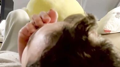 Smelling girlfriend’s feet while she studies