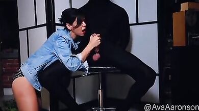 JEAN JACKET WHORE PULLS CUM OUT OF BWC - MASSIVE CUMSHOT AFTER DIRTY TALK EDGING HANDJOB DOMINATION