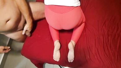 My sexy brunette big booty wife seducing me - Sexy wife with pink leggings