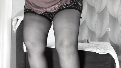 With a big bush on her pussy and big saggy tits, a mature BBW milf fucks with a dildo until orgasm