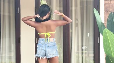 Flouro Yellow Ultra Micro Bikini Try On