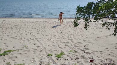 on a public beach jerking off my dick in anticipation of sex