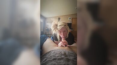 Blonde Sucks Big Uncut Cock Before Husband Comes Home