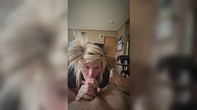 Blonde Sucks Big Uncut Cock Before Husband Comes Home