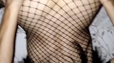 Very hard, not sparing, fucking a petite ass in stockings