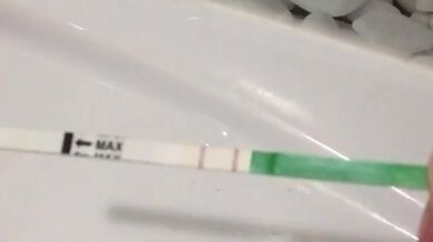 Girl Pissing in a glass and in the toilet, or in your mouth ;) Day 5 of the ovulation test