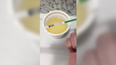 Girl Pissing in a glass and in the toilet, or in your mouth ;) Day 5 of the ovulation test