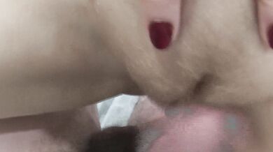 wet pussy rubbing cock till orgasm. sperm close up natural tits closeup POV