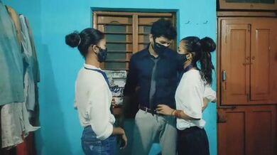 Desi Indian School Friends Preeti And Ishu Hardcore Threesome With Bf Bbc Fucking Hindi Audio