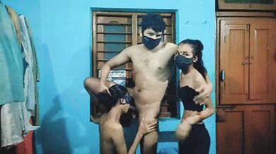 Desi Indian School Friends Preeti And Ishu Hardcore Threesome With Bf Bbc Fucking Hindi Audio