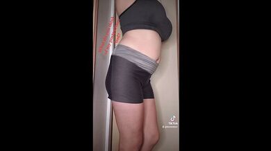 curvy TikTok slut's sports bra is drenched with breastmilk