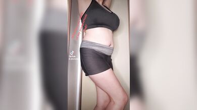 curvy TikTok slut's sports bra is drenched with breastmilk