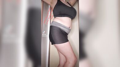 curvy TikTok slut's sports bra is drenched with breastmilk