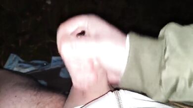 Daddys pierced cock in the woods. Loud moaning cumshot