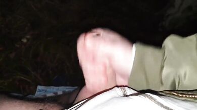 Daddys pierced cock in the woods. Loud moaning cumshot