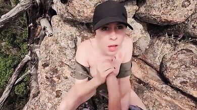 Risky Public Blowjob With Redhead Stepsis - Outdoor Facial Near Ravine