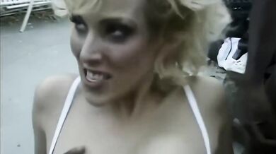 Trailer park blonde gives herself up for an IR GB