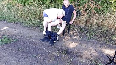 Stepmother Deep Throat Blowjob On Park Bench Makes Me Cum In Public