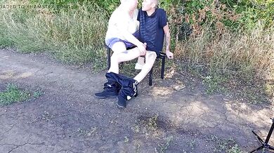 Stepmother Deep Throat Blowjob On Park Bench Makes Me Cum In Public