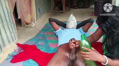Desi Bhabhi Oils Up Huge Dick For Intense Handjob Massage