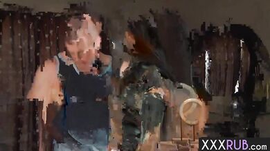 Horny ebony MILF masseuse Leilani Leeane swallowed Eric Masterson big dick after she massaged guys cock porn